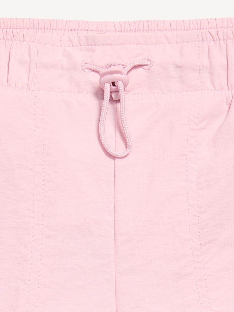 High-Waisted Side Ruched Cargo Parachute Joggers for Girls