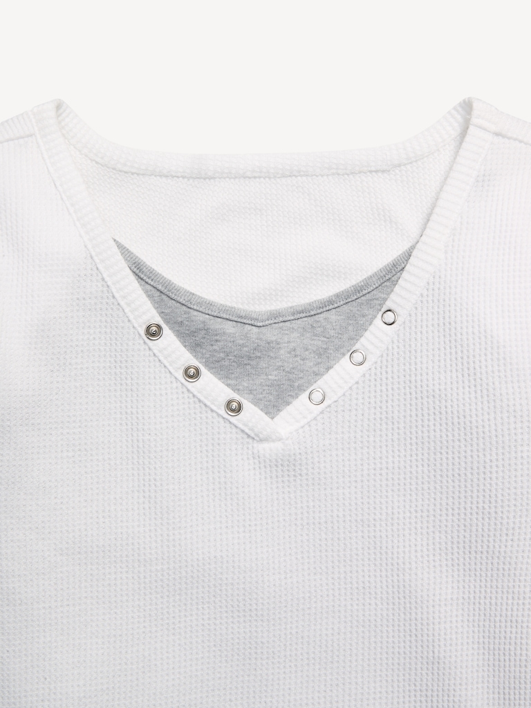 Long-Sleeve 2-In-1 Fitted Henley Top for Girls