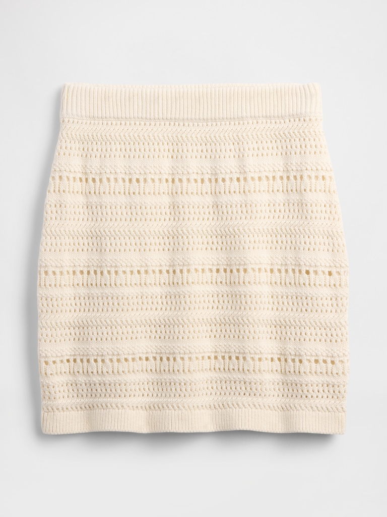 Mixed-Stitch Sweater Mini Skirt