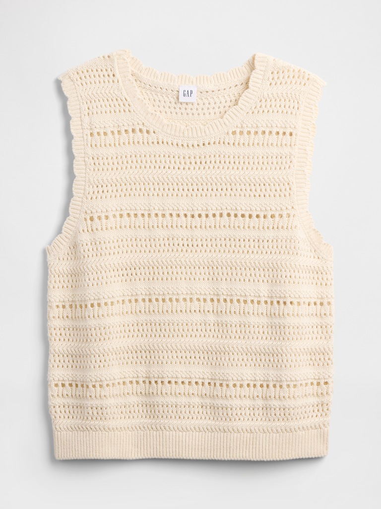 Sleeveless Mixed-Stitch Sweater Tank Top
