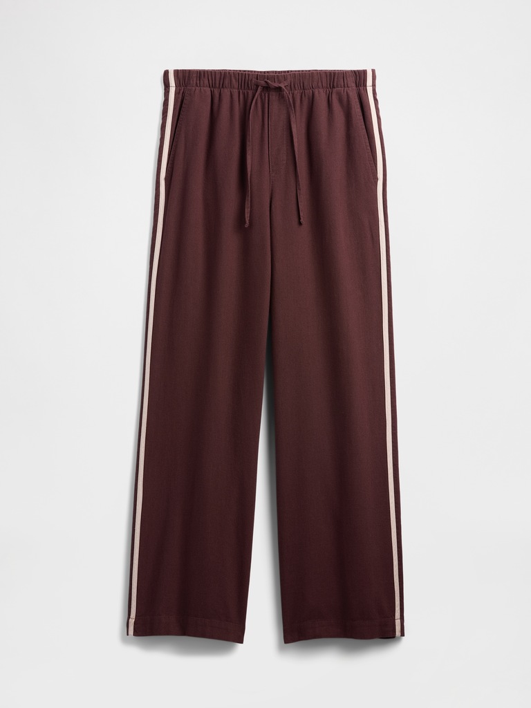 Mid Rise Linen-Blend Wide-Leg Pants