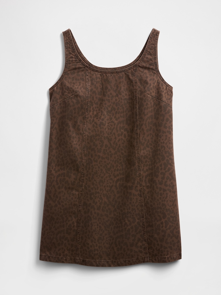 Print Denim Scoopneck Mini Dress