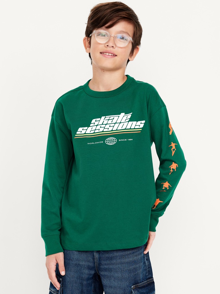 Oversized Long-Sleeve Graphic T-Shirt for Boys