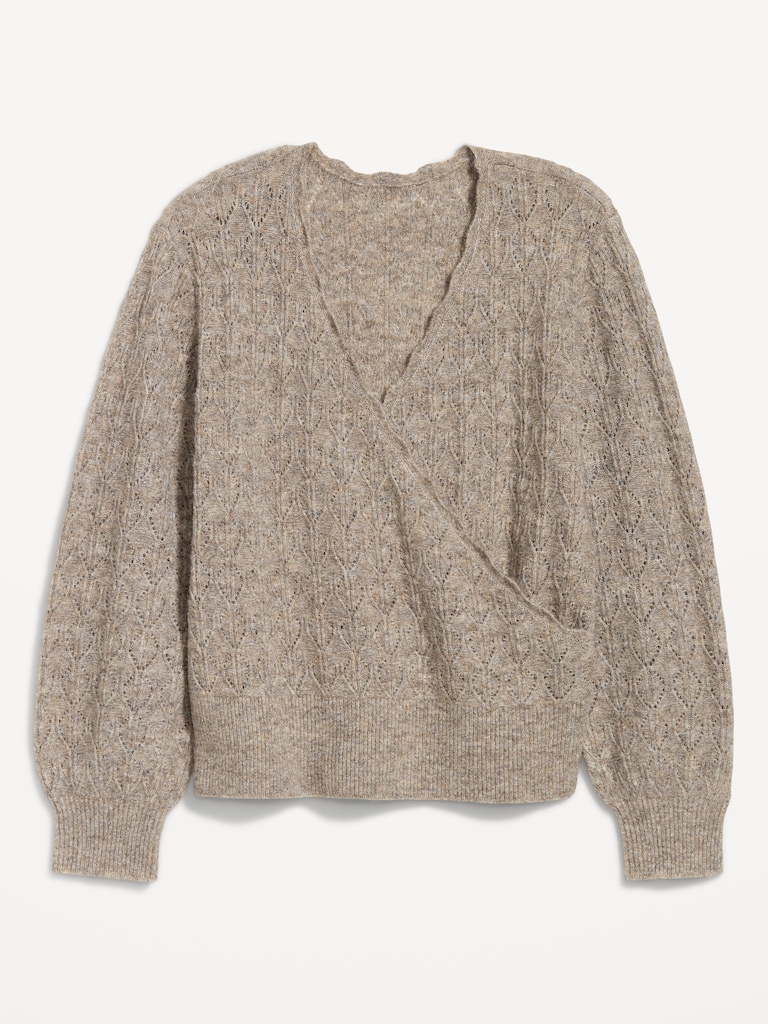 Wool-Blend Wrap-Front Sweater