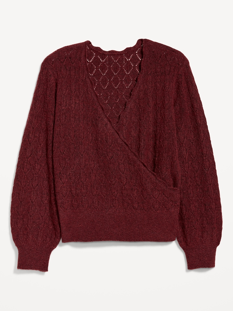 Wool-Blend Wrap-Front Sweater
