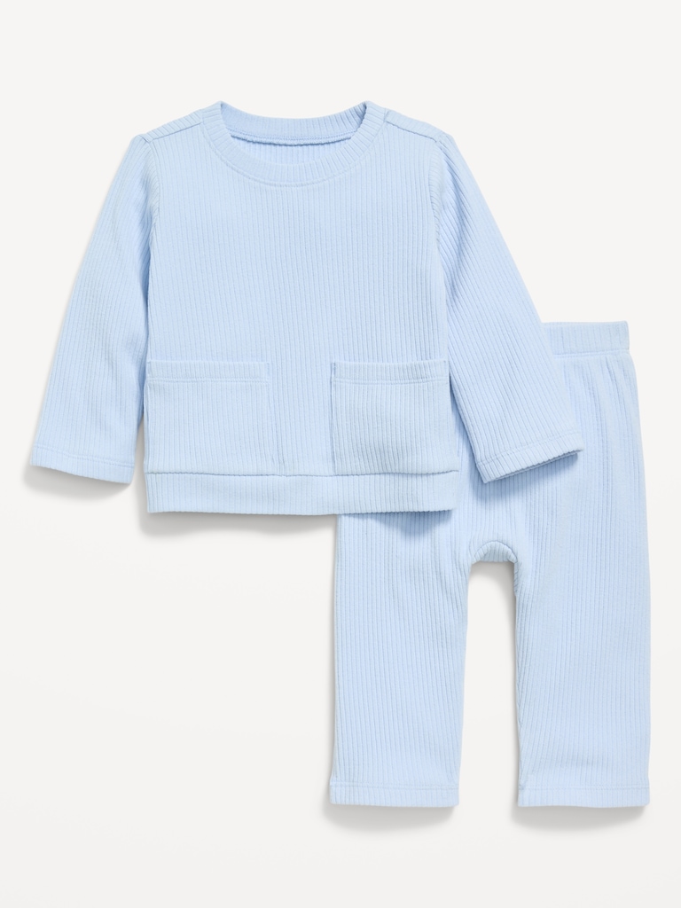 Ribbed Pocket T-Shirt and Pants Set for Baby