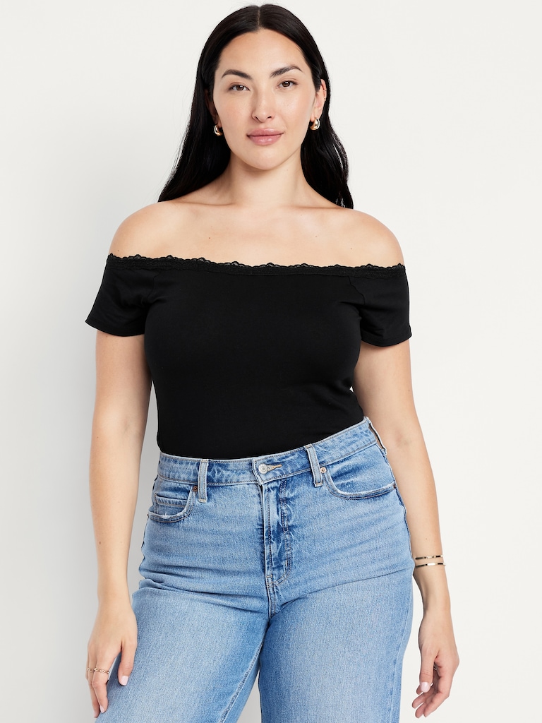 Off-Shoulder Lace-Trim Top