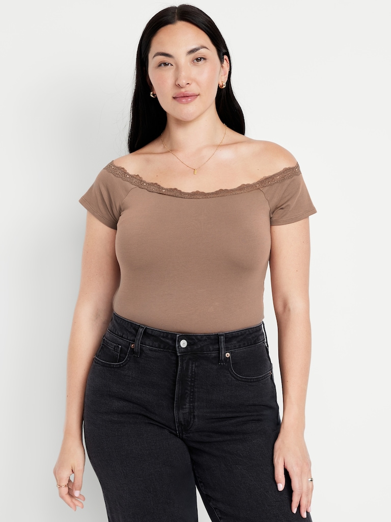 Off-Shoulder Lace-Trim Top