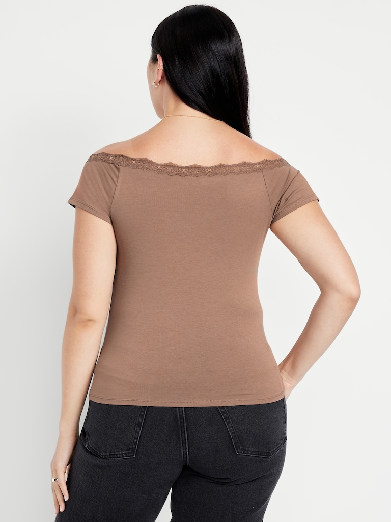 Off-Shoulder Lace-Trim Top