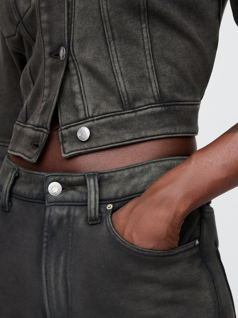 11" Mid Rise French Terry Denim Longline Shorts