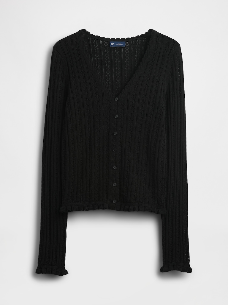 100% Cotton Pointelle Cardigan