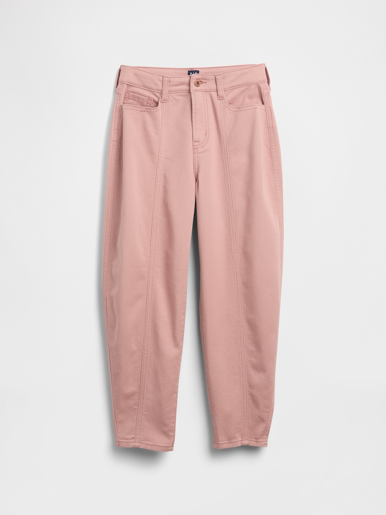 Kids High Rise Seamed Barrel Jeans