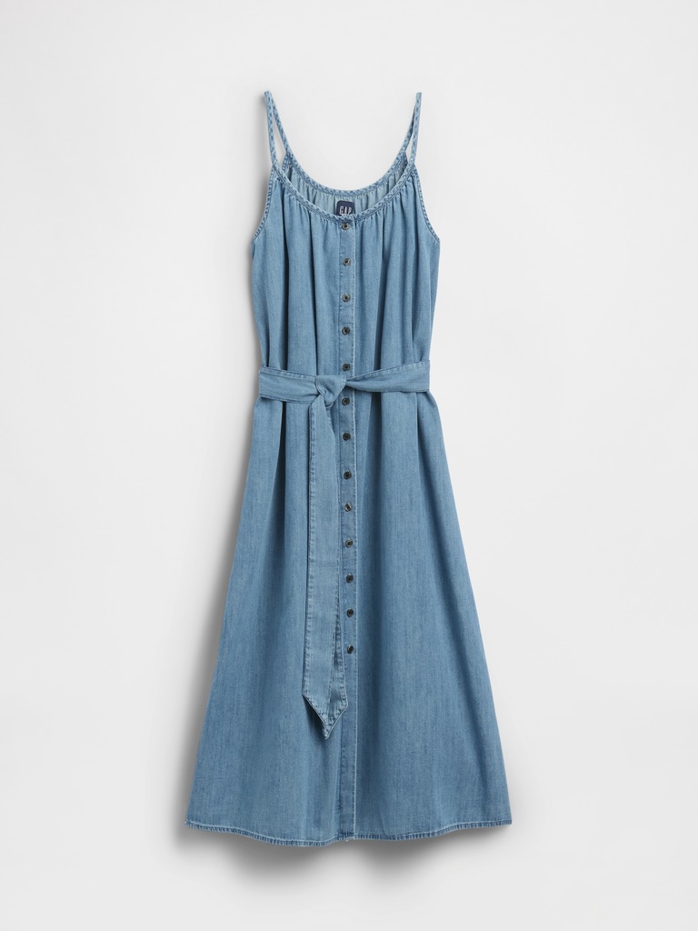 Belted Denim Midi Dress