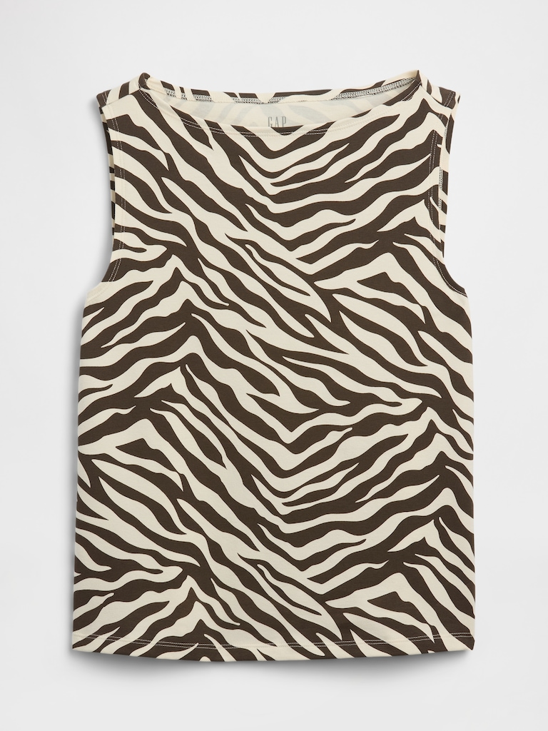 Sleeveless Boatneck Tank Top