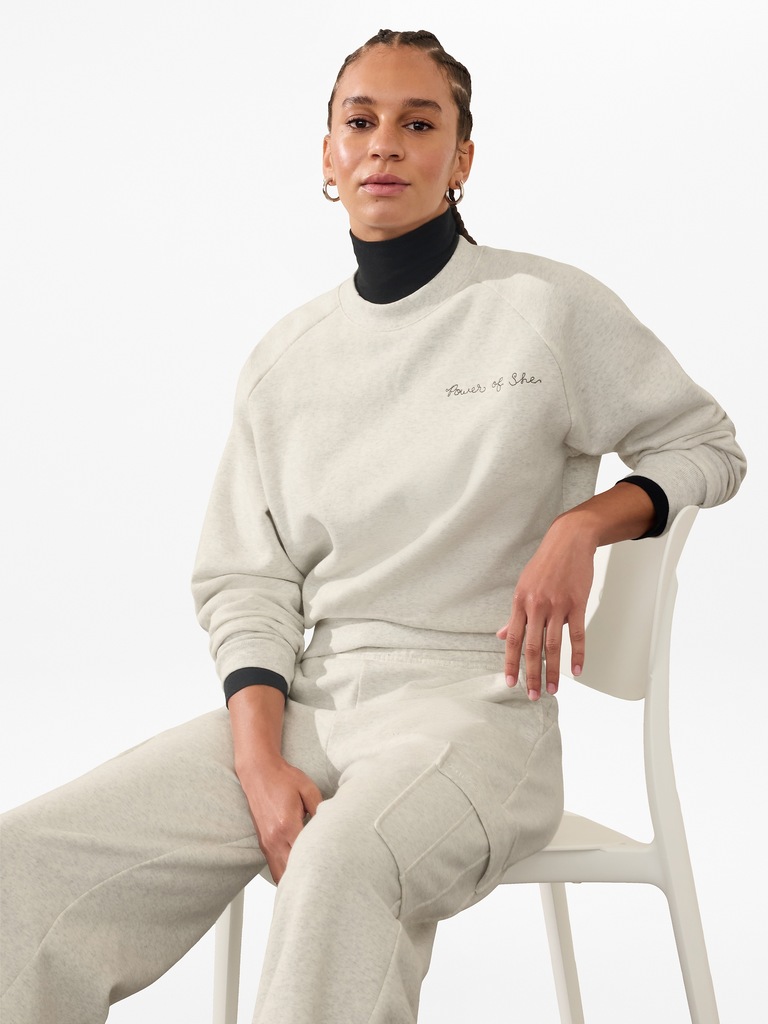 Power of She Embroidered Crew Sweatshirt