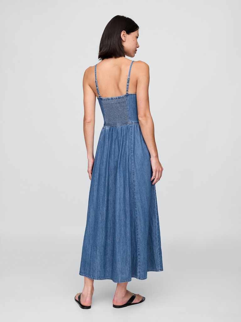 Denim Seamed Maxi Dress