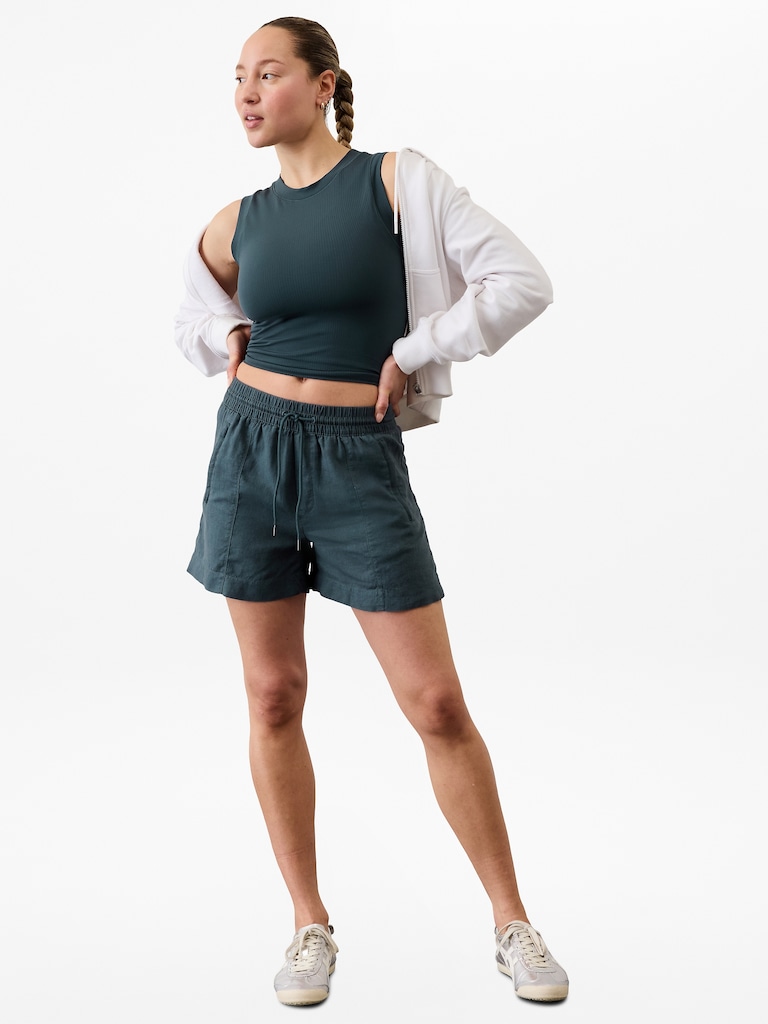 Retreat Linen Mid Rise 4" Short