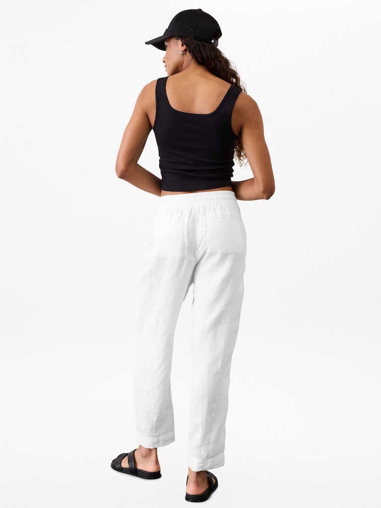 Retreat High Rise Linen Ankle Pant