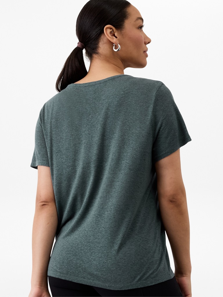 Getaway Linen Blend V-Neck Tee