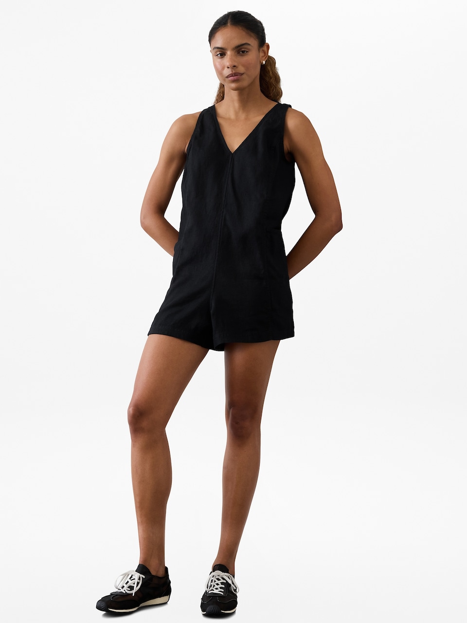 V-Neck Hardware One-Piece Swimsuit