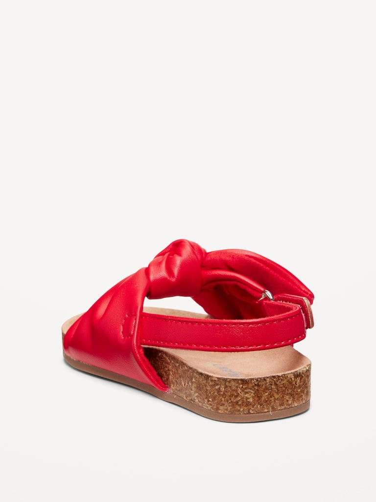 Faux-Leather Bow-Front Sandals for Baby