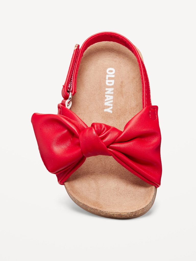 Faux-Leather Bow-Front Sandals for Baby