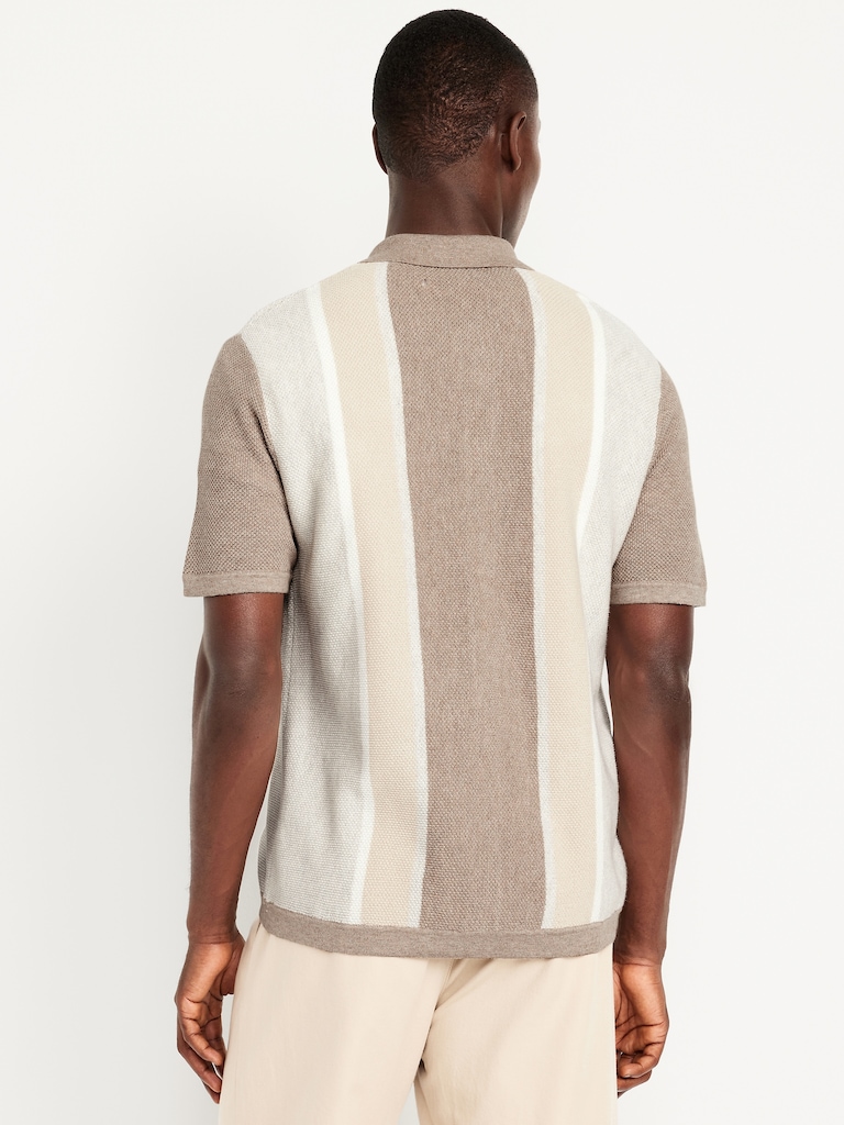 Button-Down Striped Polo