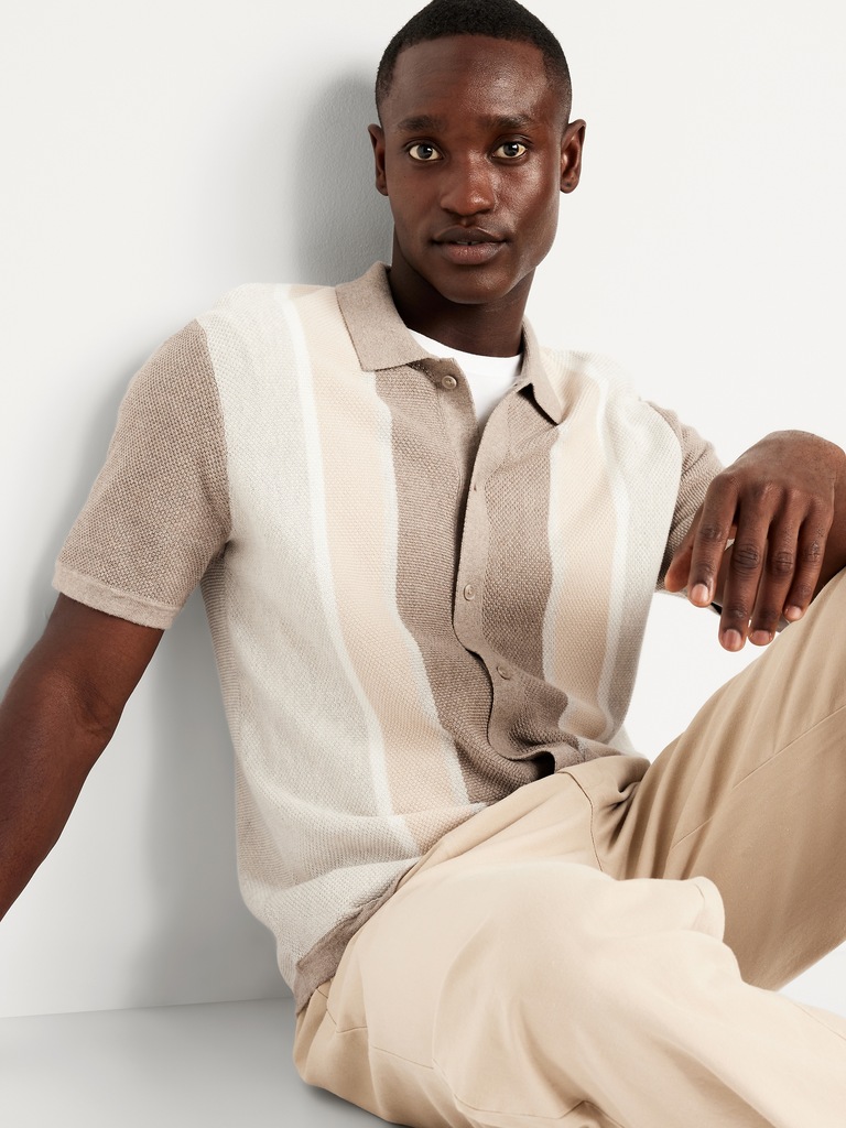 Button-Down Striped Polo