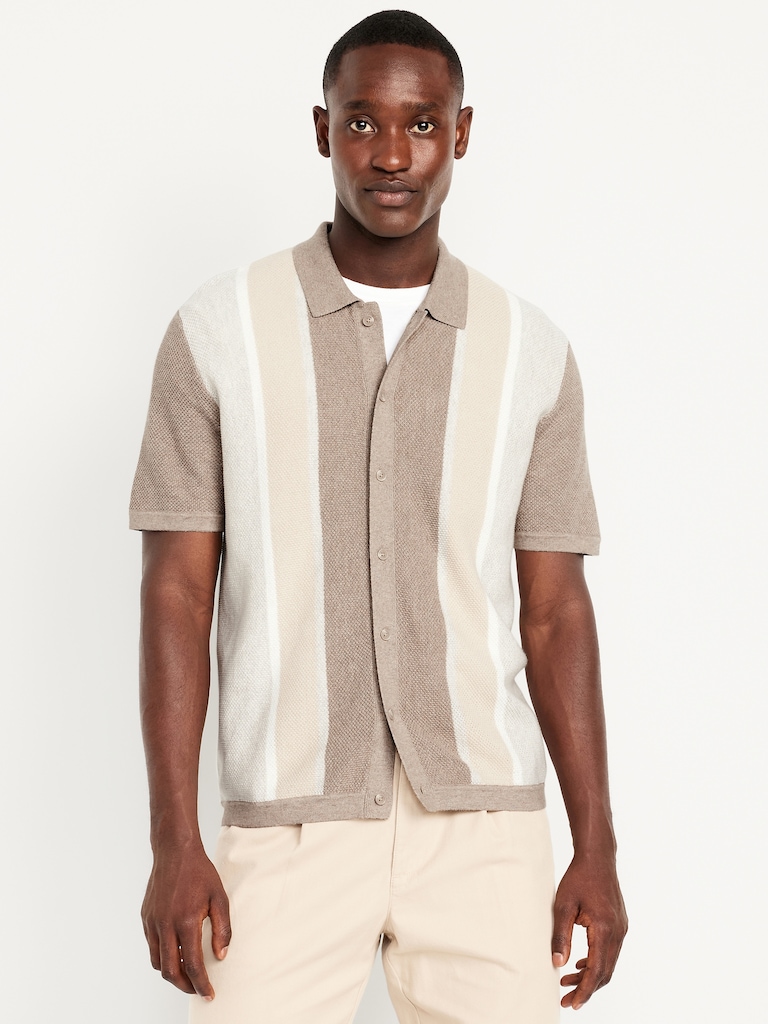 Button-Down Striped Polo