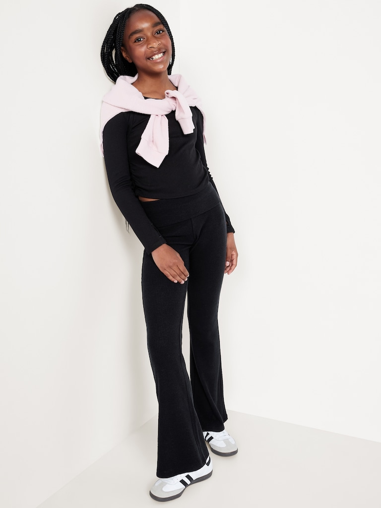 CozePlush Foldover Flare Leggings for Girls