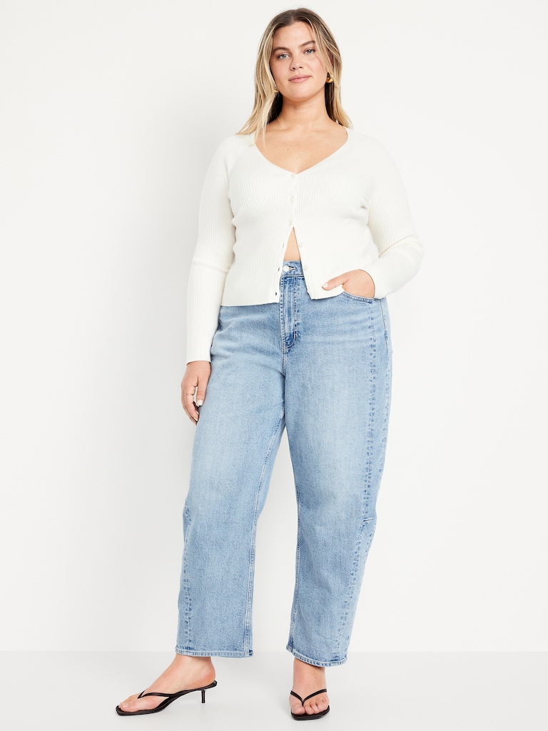 High-Waisted Barrel Ankle Jeans