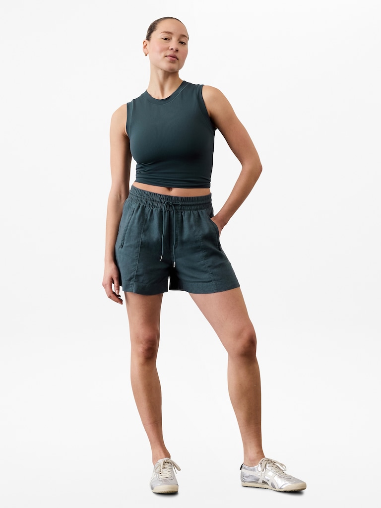 Retreat Linen Mid Rise 4" Short