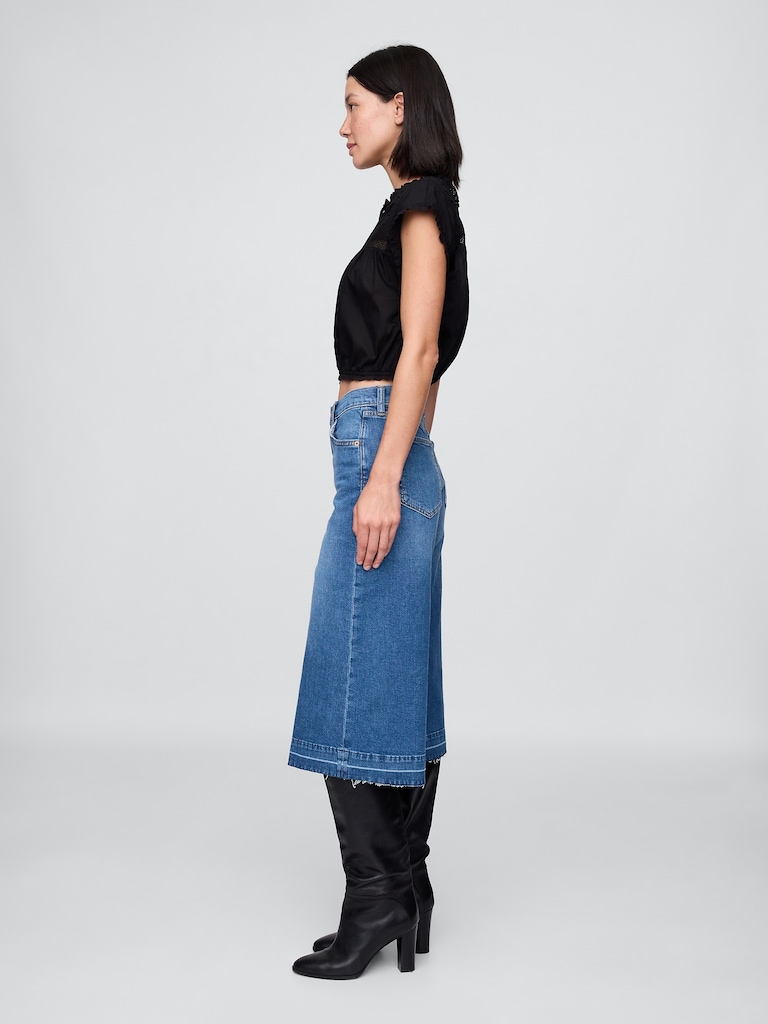 High Rise Denim Culotte Jeans