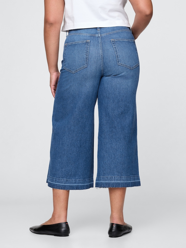 High Rise Denim Culotte Jeans