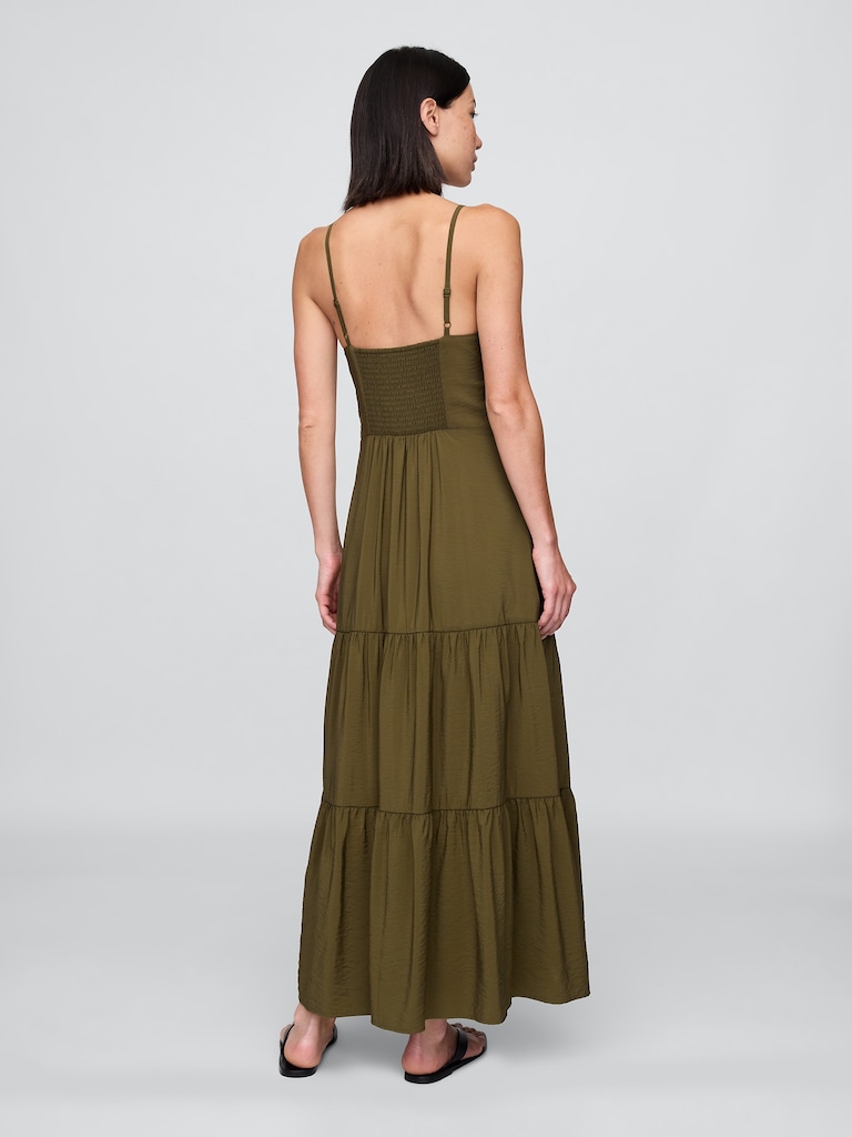 Tie-Front Tiered Maxi Dress