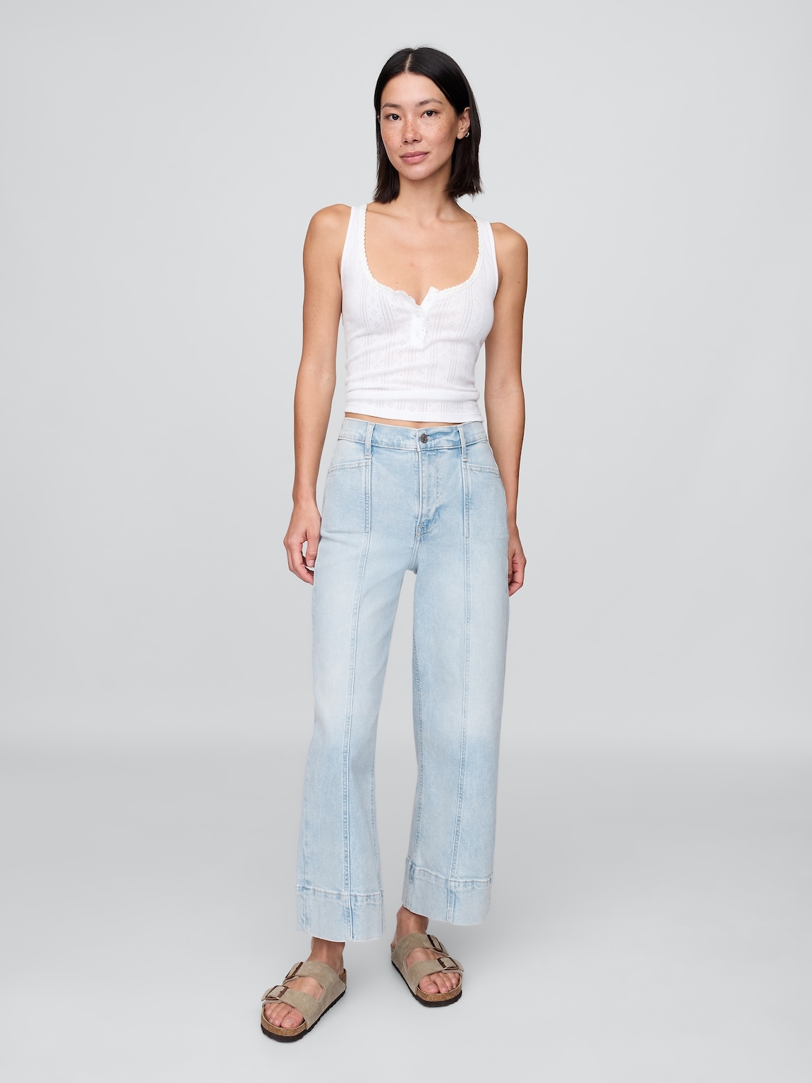 High Rise Stride Wide-Leg Ankle Jeans