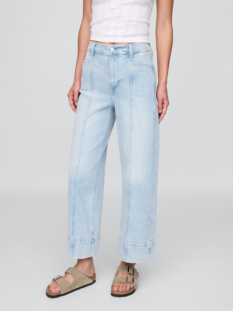 High Rise Stride Wide-Leg Ankle Jeans
