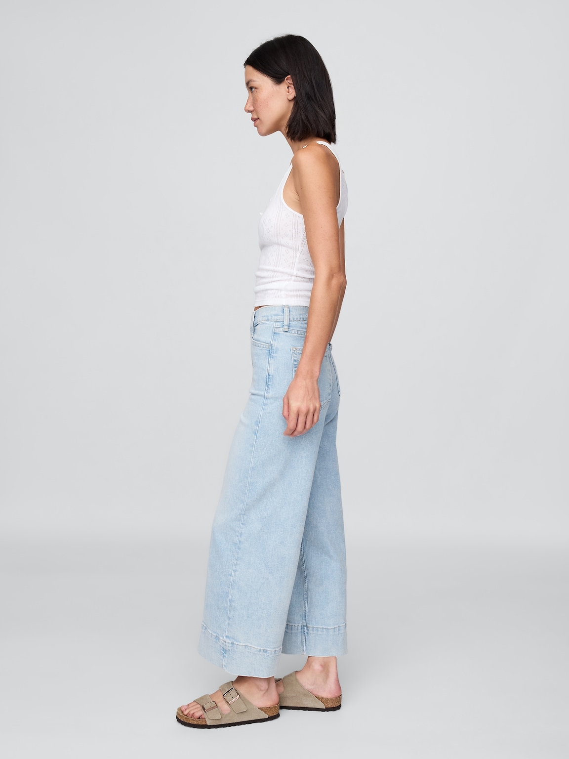 High Rise Stride Wide-Leg Ankle Jeans