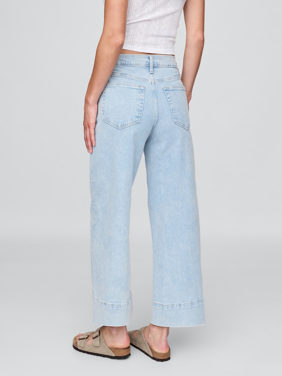 High Rise Stride Wide-Leg Ankle Jeans