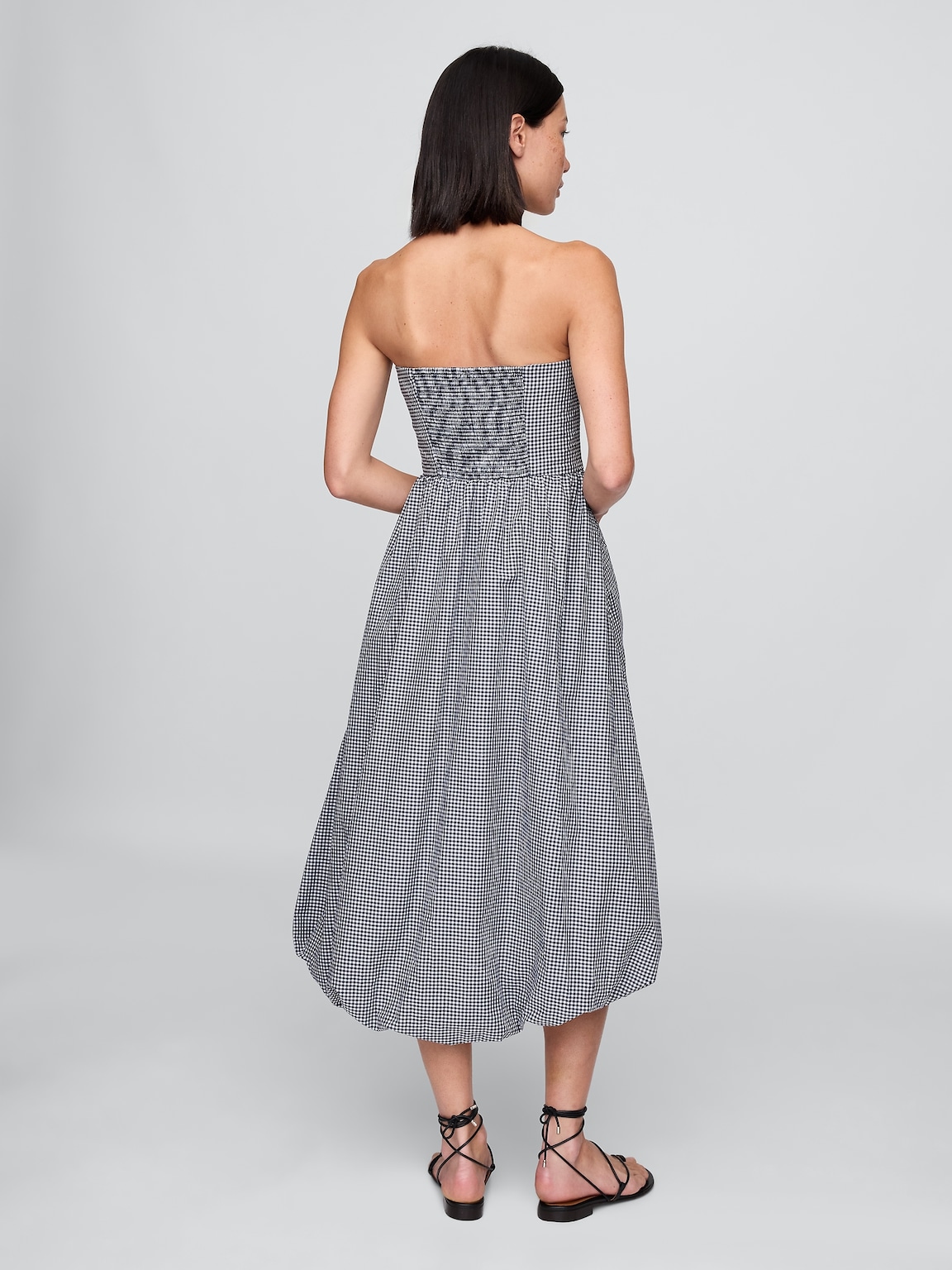 Poplin Gingham Bubble Midi Dress