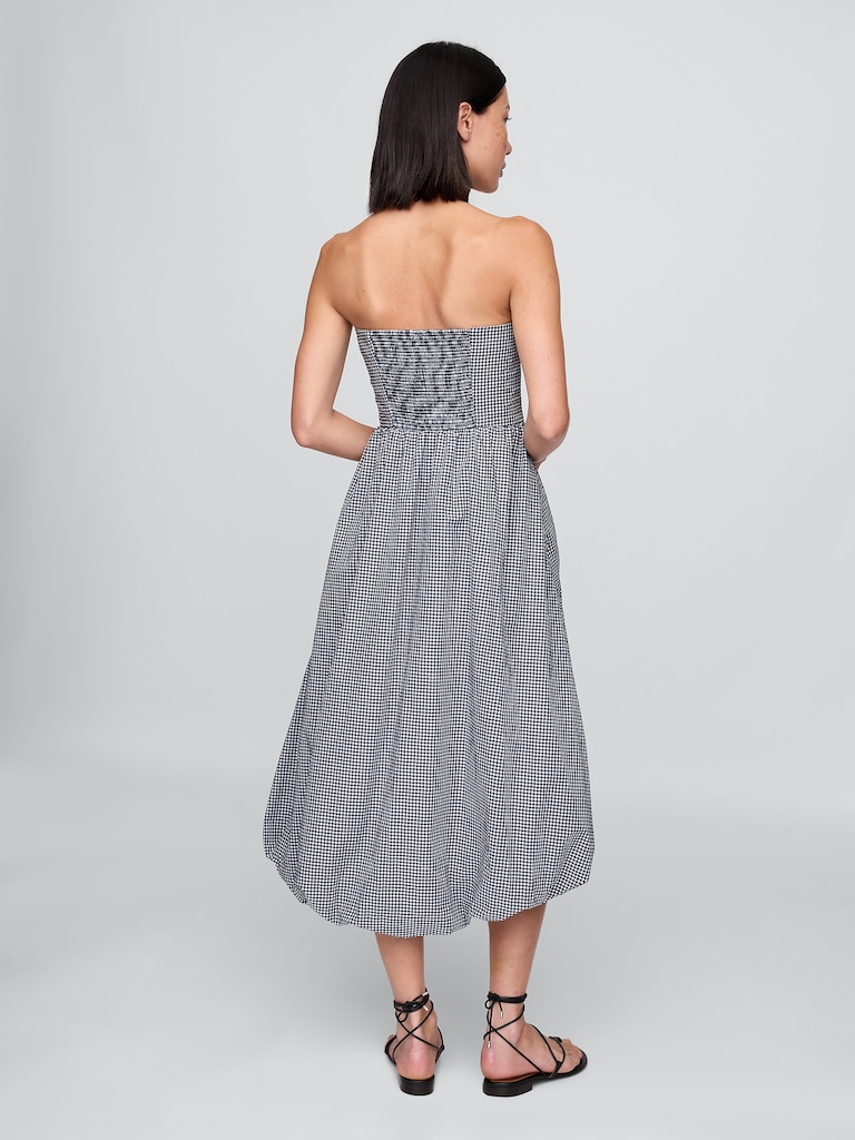 Poplin Gingham Bubble Midi Dress
