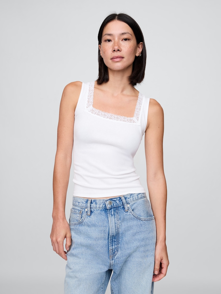 Lace-Trim Tank Top