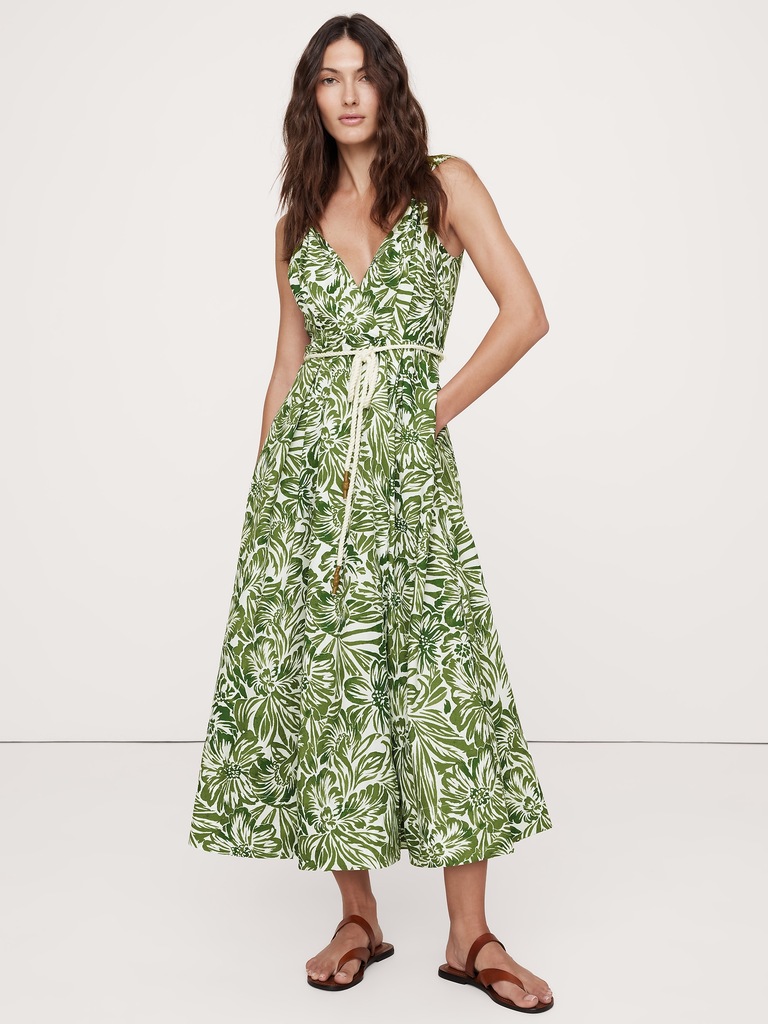 Cotton Poplin Wrap Maxi Dress