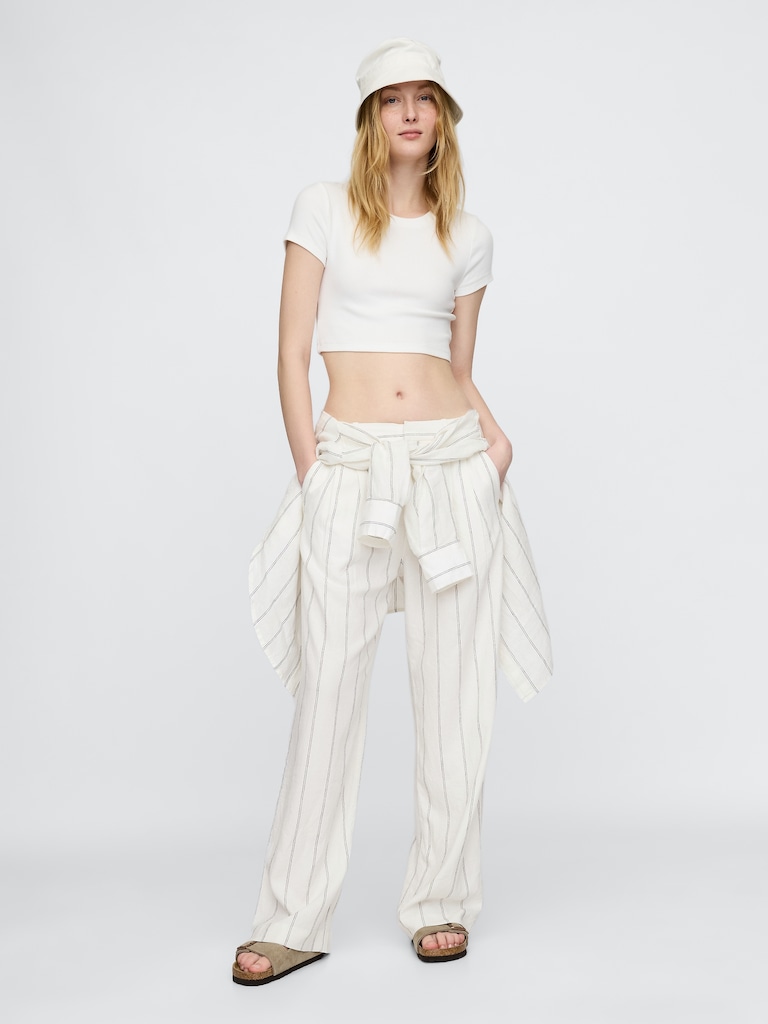 365 High Rise Linen-Blend Trousers