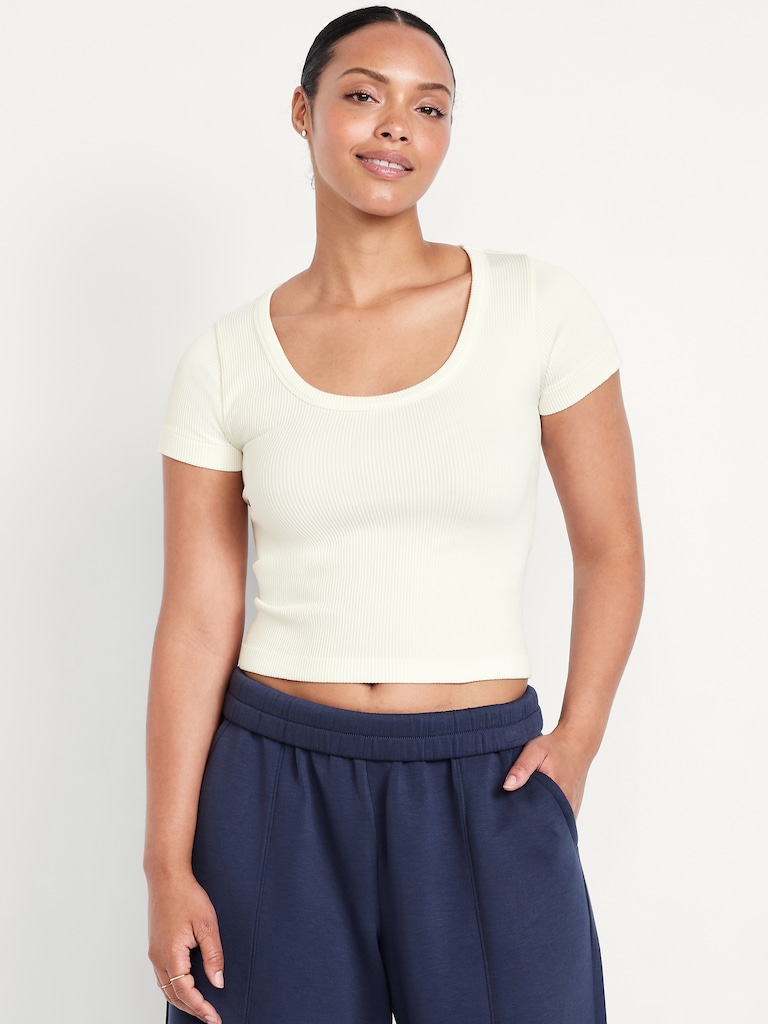 Exhale Seamless Cropped Rib T-Shirt