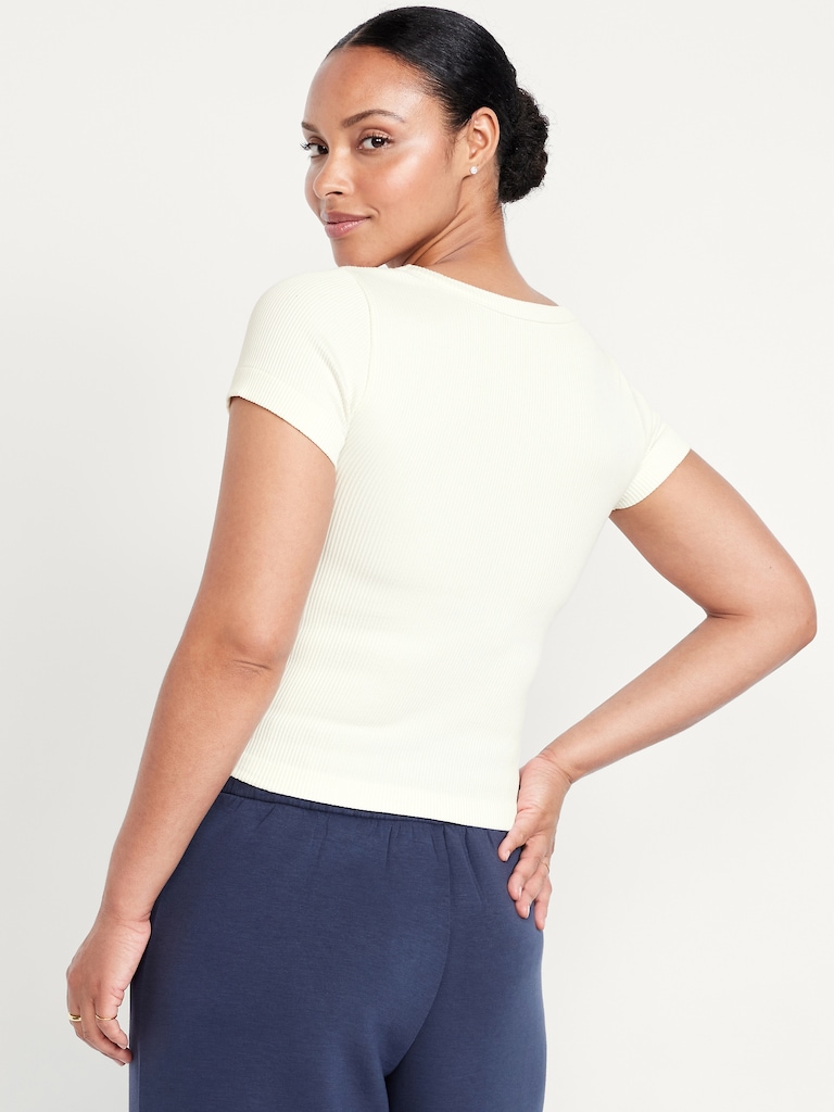 Exhale Seamless Cropped Rib T-Shirt