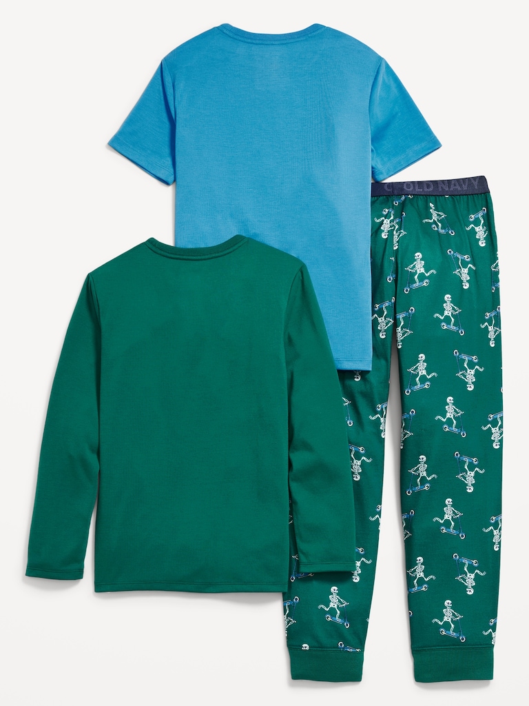 3-Piece Jersey-Knit Pajama Set for Boys