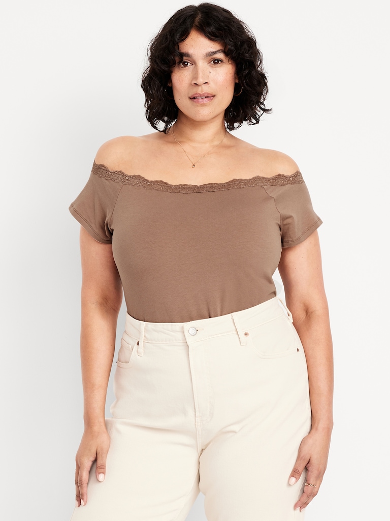 Off-Shoulder Lace-Trim Top