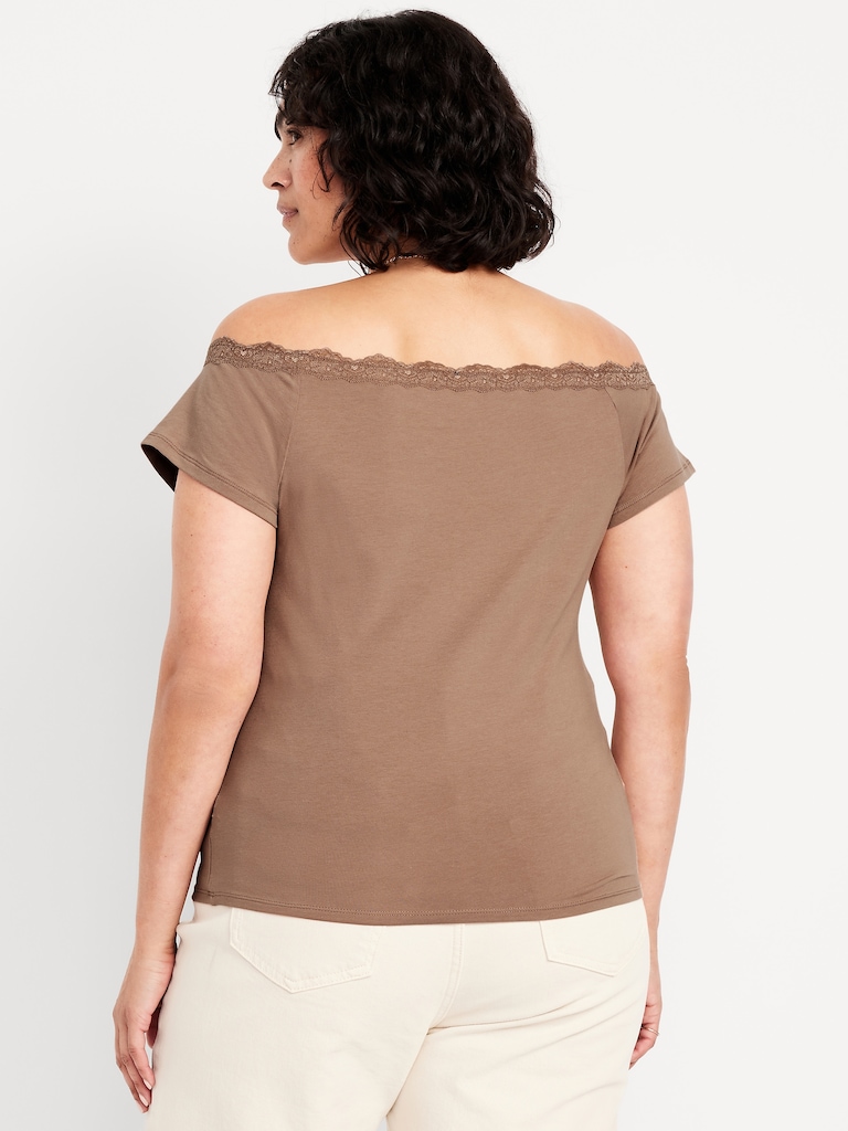 Off-Shoulder Lace-Trim Top