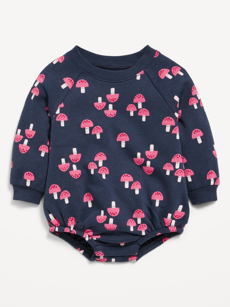 Printed Long-Sleeve Fleece One-Piece Romper for Baby